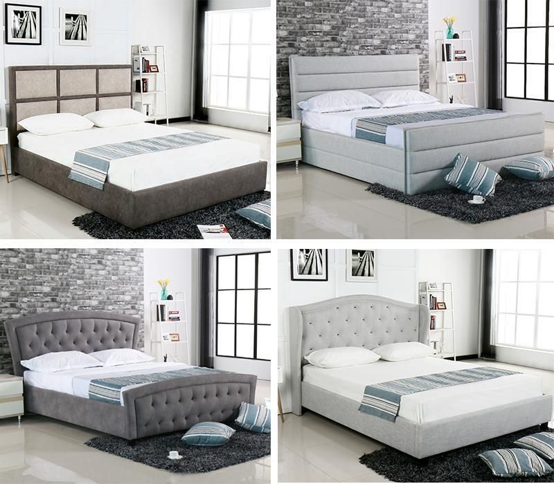 High Quality King Size Tufted Fabric Upholstered Bed The Latest Elegant Modern Design of Rivets Bed Frame