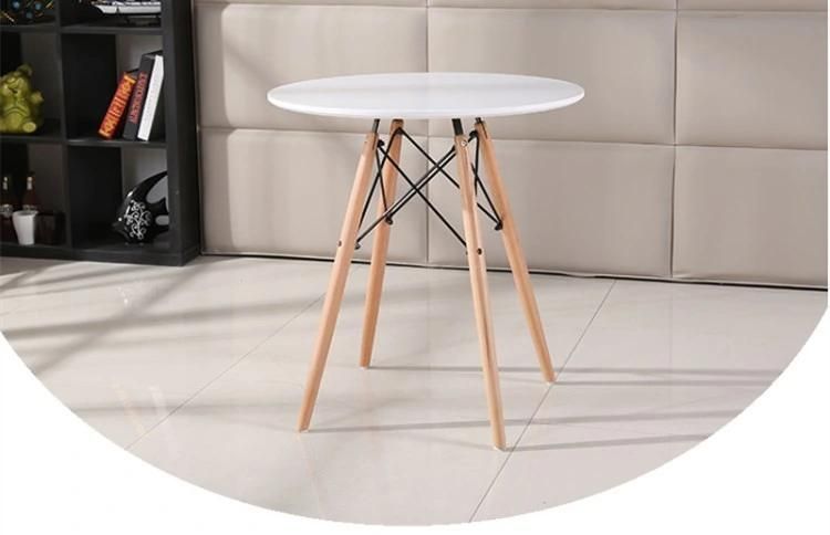 China Supplier European Style Modern Cafe Furniture Nordic Side Tables Dining Room Set with Chairs Restaurant Coffee Table Solid Wood MDF Round Dining Table