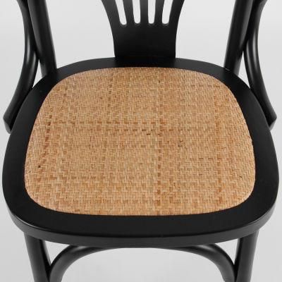 Kvj-7023 Saudi Arabia Style Oak Wood Windsor Dining Chair with Rattan Seat