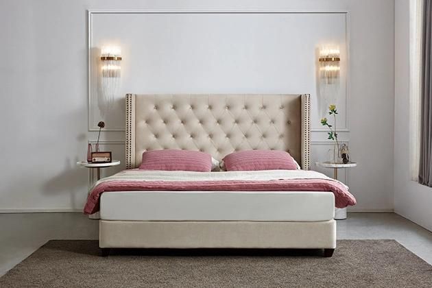 Premium Home Bedroom Furniture King Size Bed Frame Italian Fancy Velvet Upholstered Bed Set Luxury Modern Double Beds