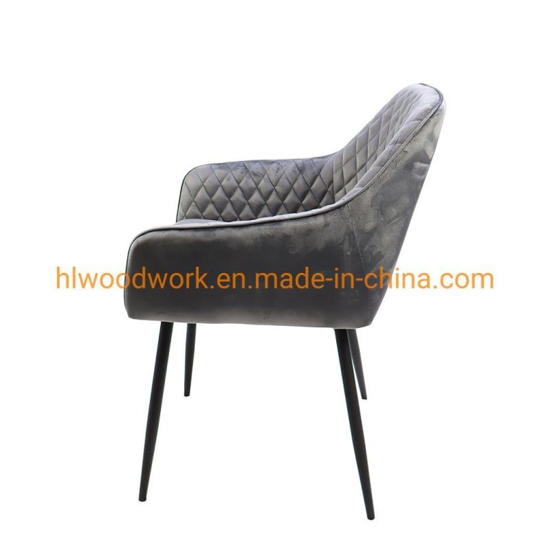 Restaurant Furniture Round Back Design Wooden Leg Coffee Shop Upholstery Chair Dressing Velvet Chair Dining Room Furniture Luxury Metal Legs Upholstered Chair