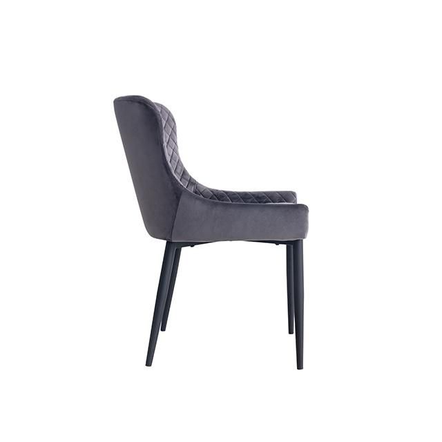 Fabric Dining Chair with Many Color Fabric High Quality Velvet Nordic Dining Chair Modern Fabric Metal Leg High Back