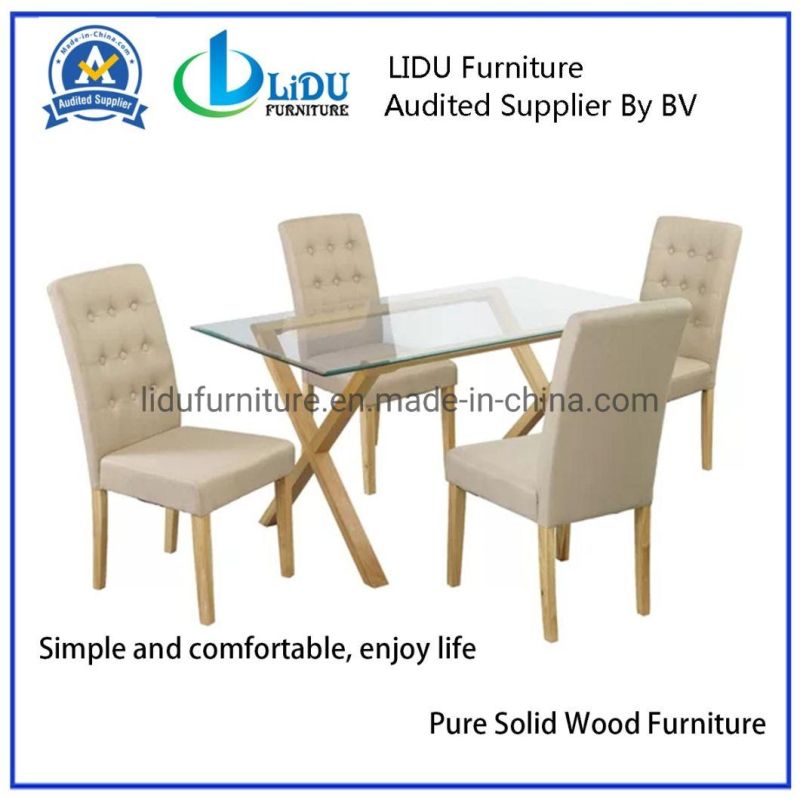 Dining Room Furniture 2019 New European Modern Glass Table Wooden Legs Dining Table