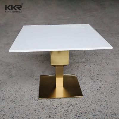 Modern Dining Room Gold Titanium Plating Base Square Tables Solid Surface Coffee Tables