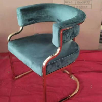 Modern Design Chinese Factory Luxury Velvet Seat Stainless Steel Legs Modern High-End Dining Chair for Villa