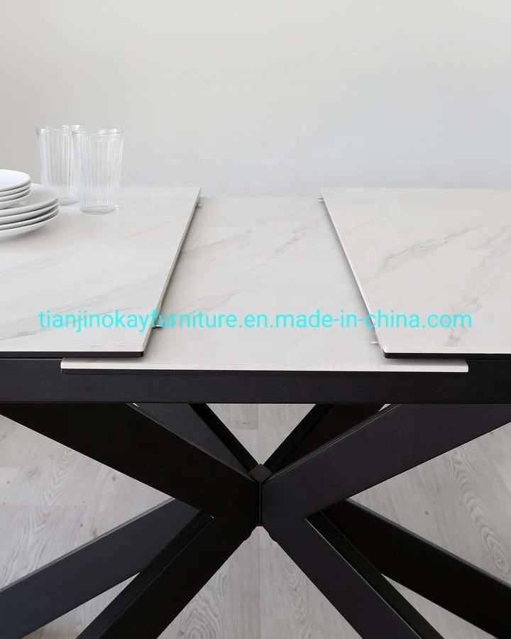 Cheap Nordic High Quality Dining Table and Chair Extendable Hard Ceramic Dining Room Table