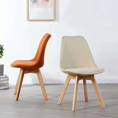 Fabric Tulip Soft Cushion Wood Leg Dining Chair