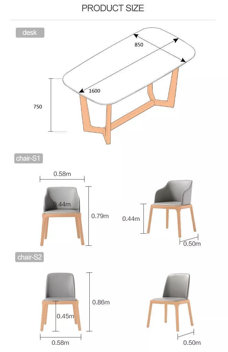 Linsy Wooden Marble Dining Table and Chair Set Dy1r