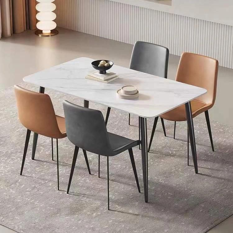 Modern Restaurant Sets Italian Luxury Design Marble Top Dining Table Set 8 Seater with Metal Legs