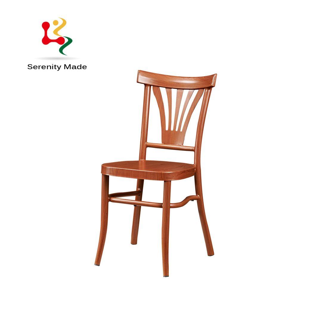 Coffee Shop Furniture Aluminum Frame Dining Chairs with Leather Cushion for Outdoor Use