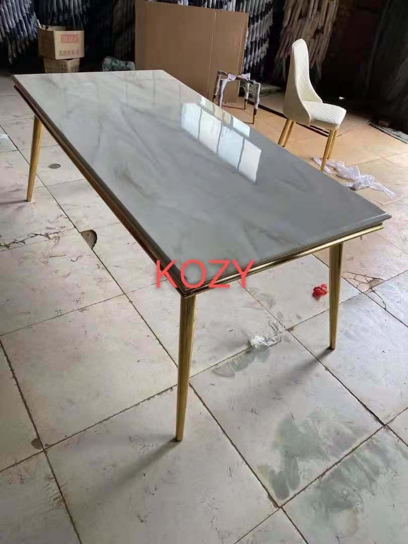 Hot Selling Luxury Metal Steel Marble Top Dining Table