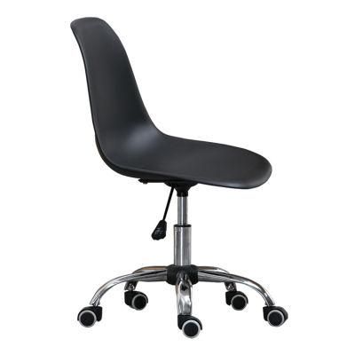 Modern Simple PP Plastic Swivel Chair Back Adjustable Seat Height Lifting Office Chair Metal Base with Pulley