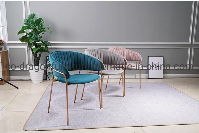 Modern Dining Furniture Metal Frame Dining Chair with Colorful Velvet