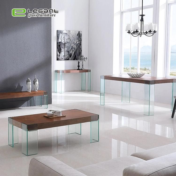 Rectangle MDF Top Dining Table with Glass Leg