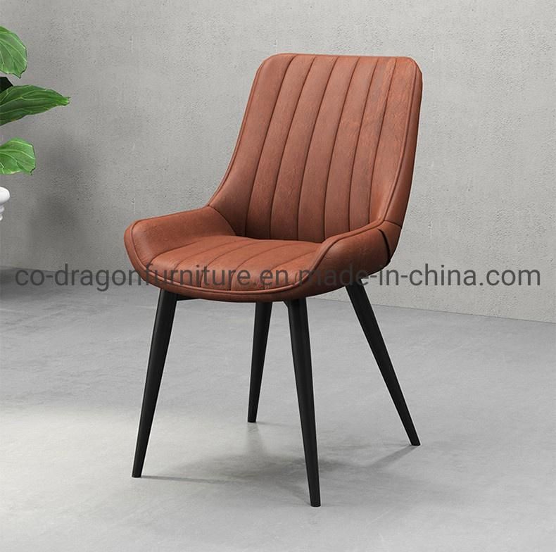 Fashion Design Home Furniture Leather Dining Chairs with Metal Legs