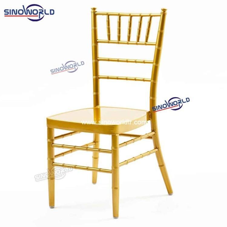 Cheap Stacking Gold Metal Cross Back Chameleon Wedding Chair