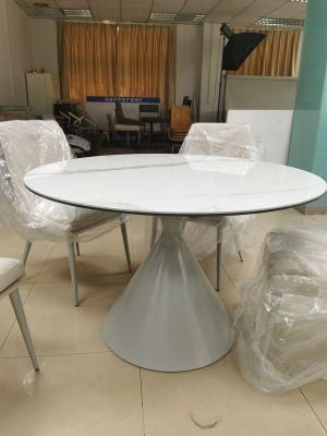 Dining Room Furniture Ceramic Dining Table with White Steel