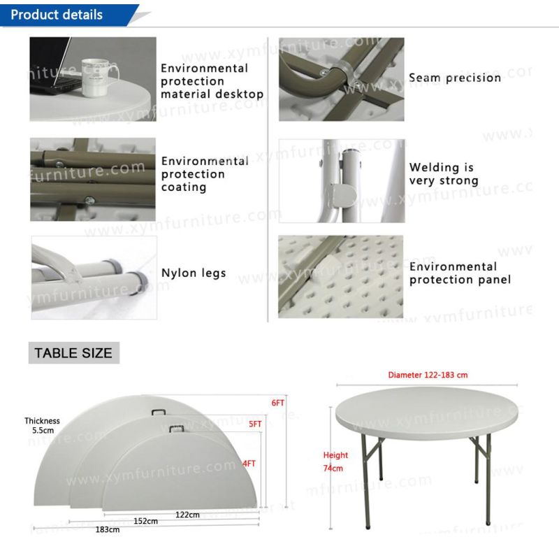 Dia 80cm Plastic Folding Coffee Table for Public