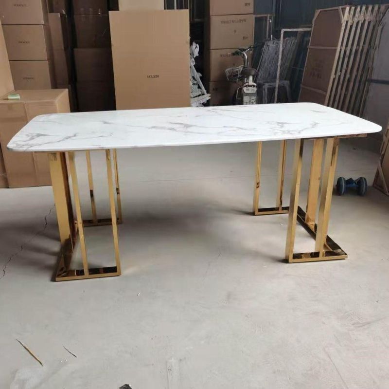 High Gloss Factory Customized Marble Leather Dining Tables