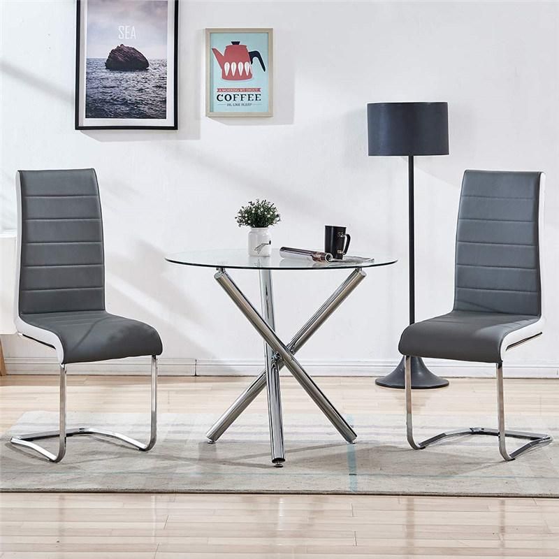 Wholesale Modern Furniture Glass Countertop Full Metal Frame Dining Table