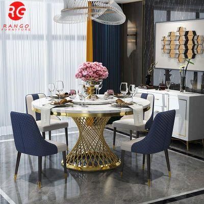 Stainless Steel Turntable Dining Table Round Italian Dining Table Gold Base Round Table