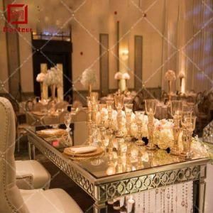 Fantasy Glass Mirror Top Rectangle Wedding Table for Dining Room