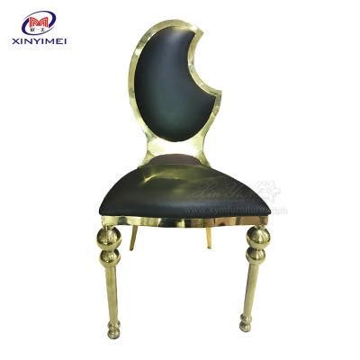 Moon Shape Gold Frame Stainless Steel Furniture Hotel Dining Chair