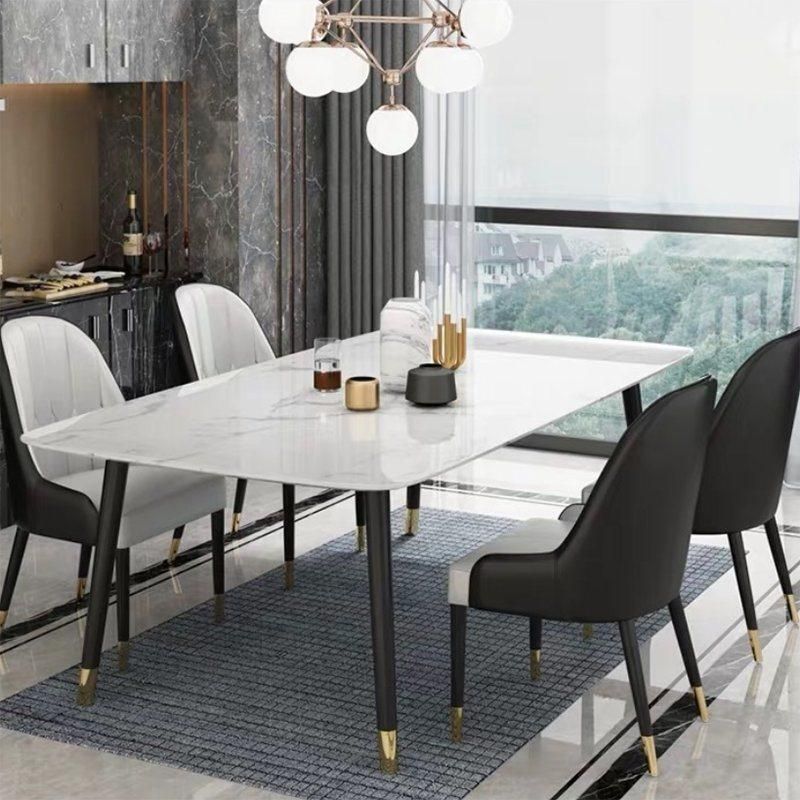 Light Luxury Dining Table Rectangle Marbletabletop Dining Table