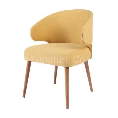 Hotel Restaurant Office Fabric Armrest Dining Chair with Wood Legs