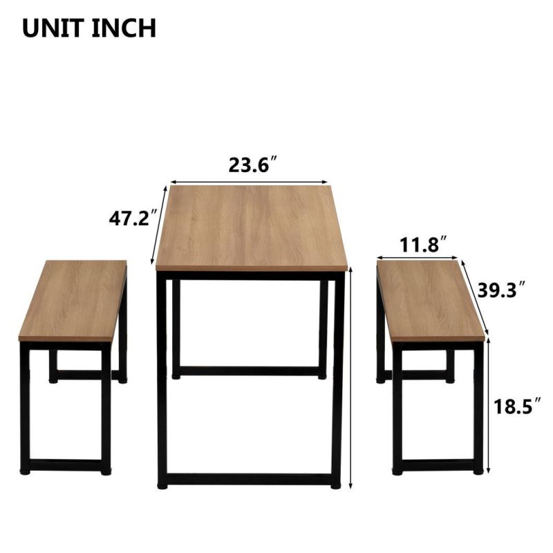 Wooden Top Dining Table with Metal Base Rectangular Dining Table for Restaurant or Coffee Shop