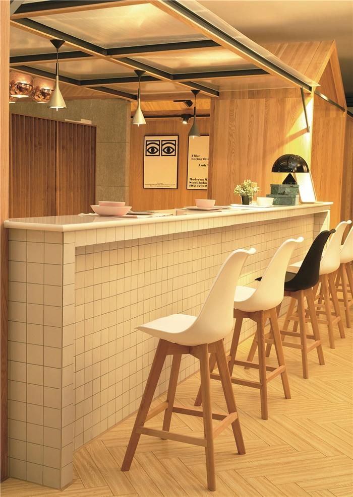 Hotel Restaurant Hebei Restaurant Furniture Solid Wood Pink Bar Chair Retro Bar High Chair Bar Stool