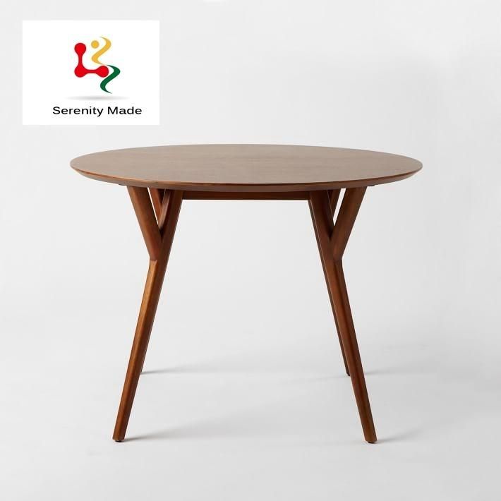 Modern Coffee Shop Use Round Wooden Frame Dining Table