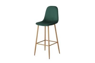 Modern Restaurant Dark Green Wooden Leg Bar Chair