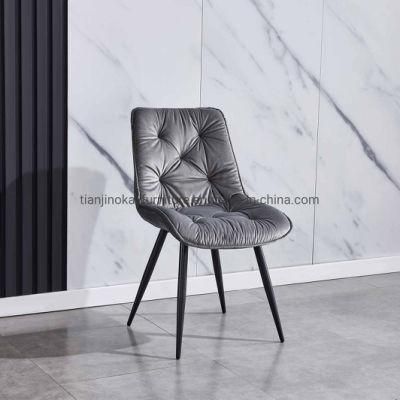 Furniture Modern Design Restaurant Light Grey Velvet Leisure Fabric Dining Room Chair Dining Chair Table Sets