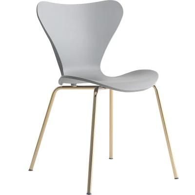 Nordic Chair PP Plastic Dining Side Chair Chrome Gold Chair White Black Metal Legs for Living Room Restaurant Cafe