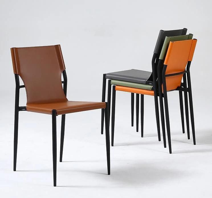 Colorful Thickened Saddle Leather Dining Room Chair