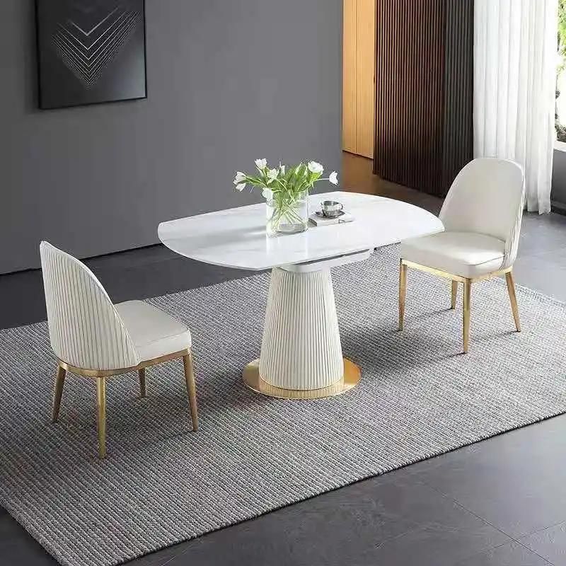 Italian Metal Base Design Modern Luxury Leather Covers Dining Chair