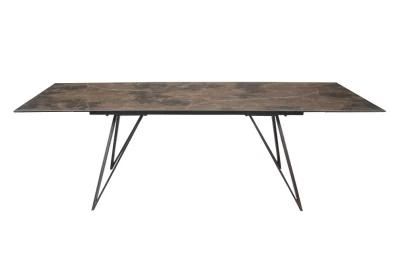 Modern Luxury Promotion Extendable Ceramic Dining Table with Metal Legs