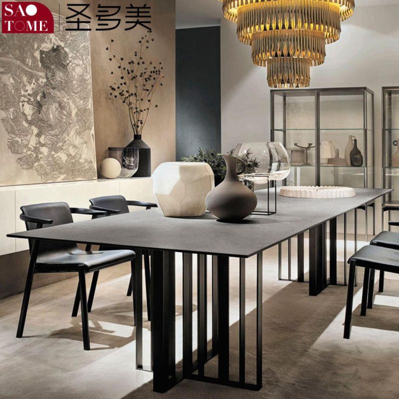 Modern Rock Board Furniture Cross Lattice Dining Table