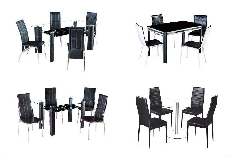 Metal Legs Clean Glass Dining Table Set with 4 Chairs