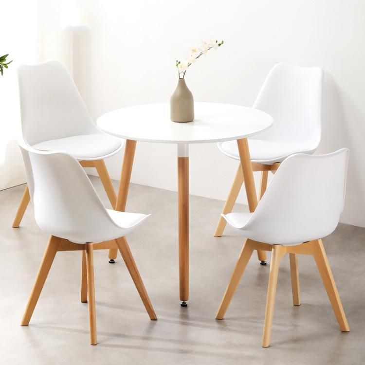 60*60cm Modern Style Big Table with MDF Desktop Wood Legs Round Dining Table