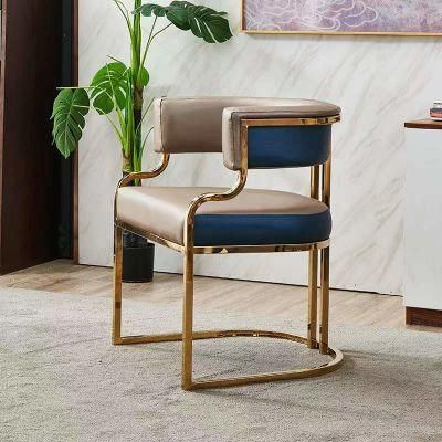 Home Furnitures Velvet Upholstery Golden Stainless Steel Sofa Chair