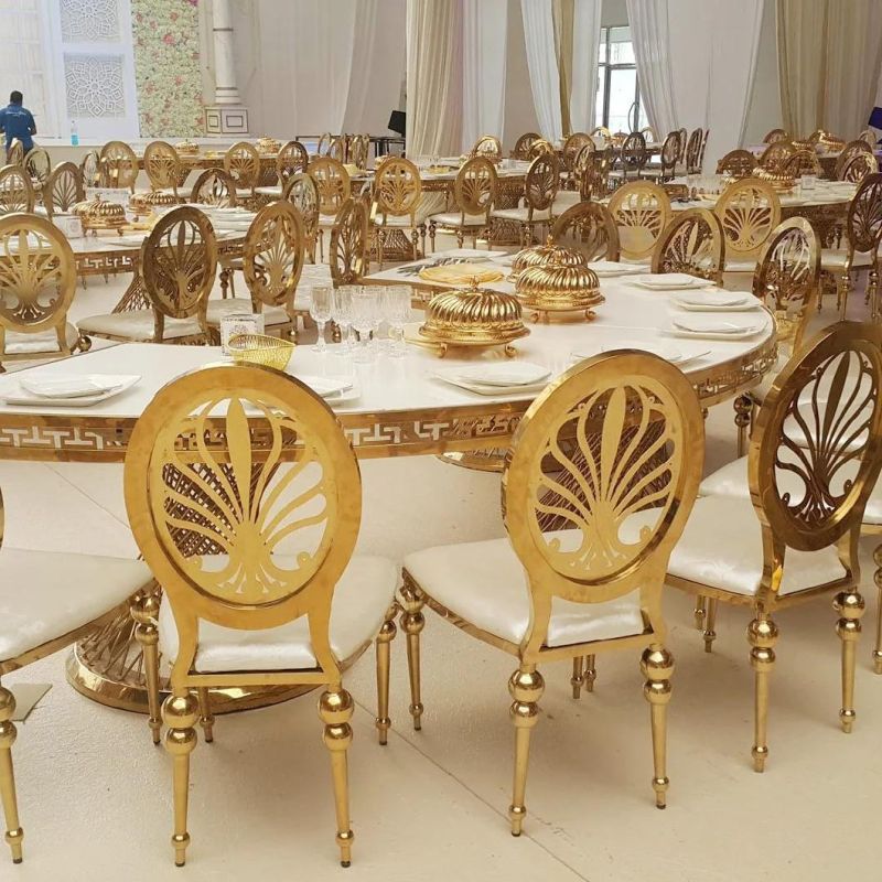 Wholesale Popular Wedding Gold Stacking Dining Chair Back Decoration