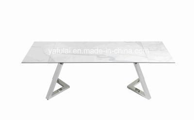 Fashion Ceramic Stainless Steel Dining Table OEM Dining Room Furniture