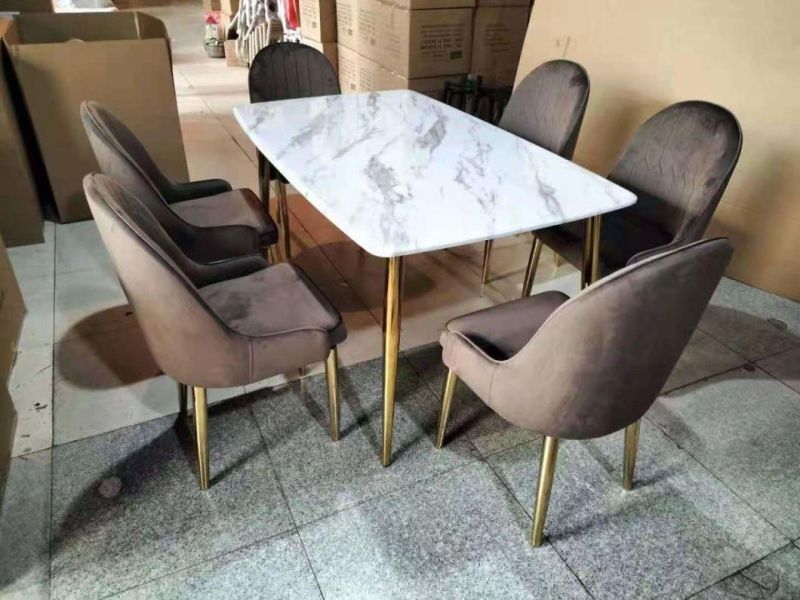 Light Luxury Style Marble Dining Table Set Europe Marble Dining Table