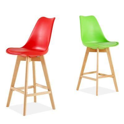 High Back Barhocker Modern Cheap Stools Bar Chairs with Beech Wood Legs