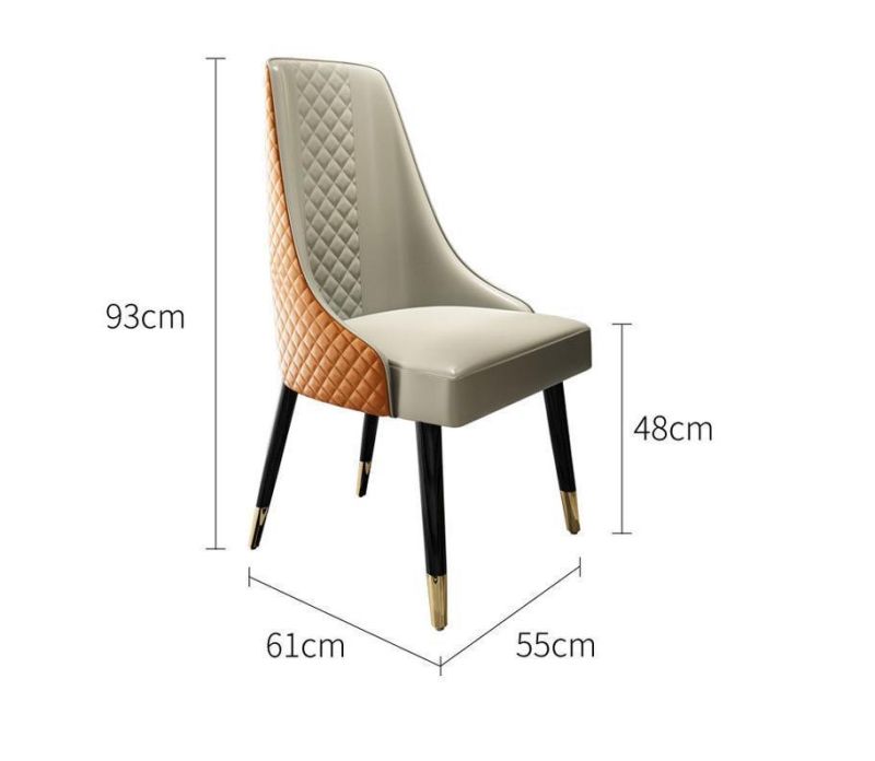 Wholesale Luxury Leather Dining Chair Solid Metal Legs Dining Chair