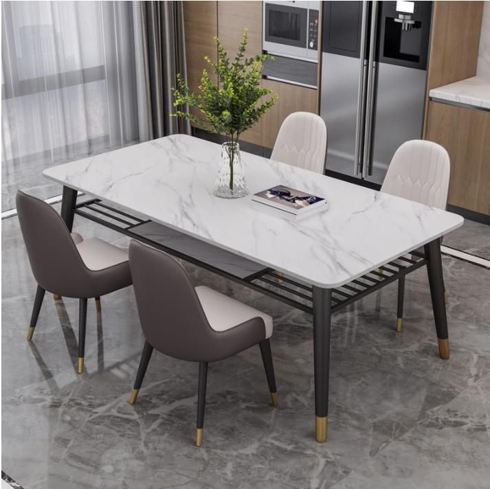 Light Luxury Rock Slab Marble Dining Table and Chair Combination Nordic Minimalist Post-Modern Home Dining Table