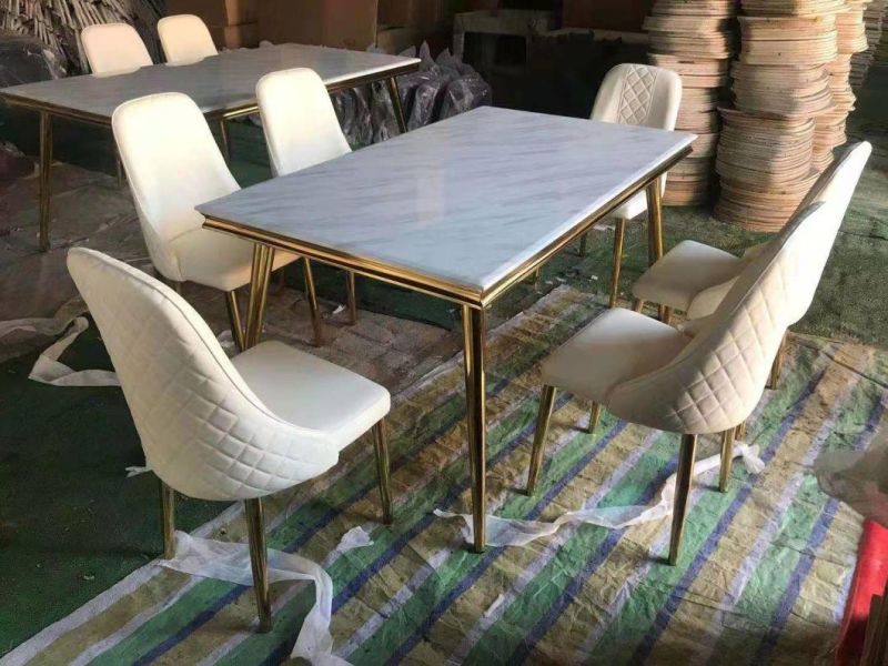 Post Modern Light Luxury Iron Small Apartment Marble Dining Table