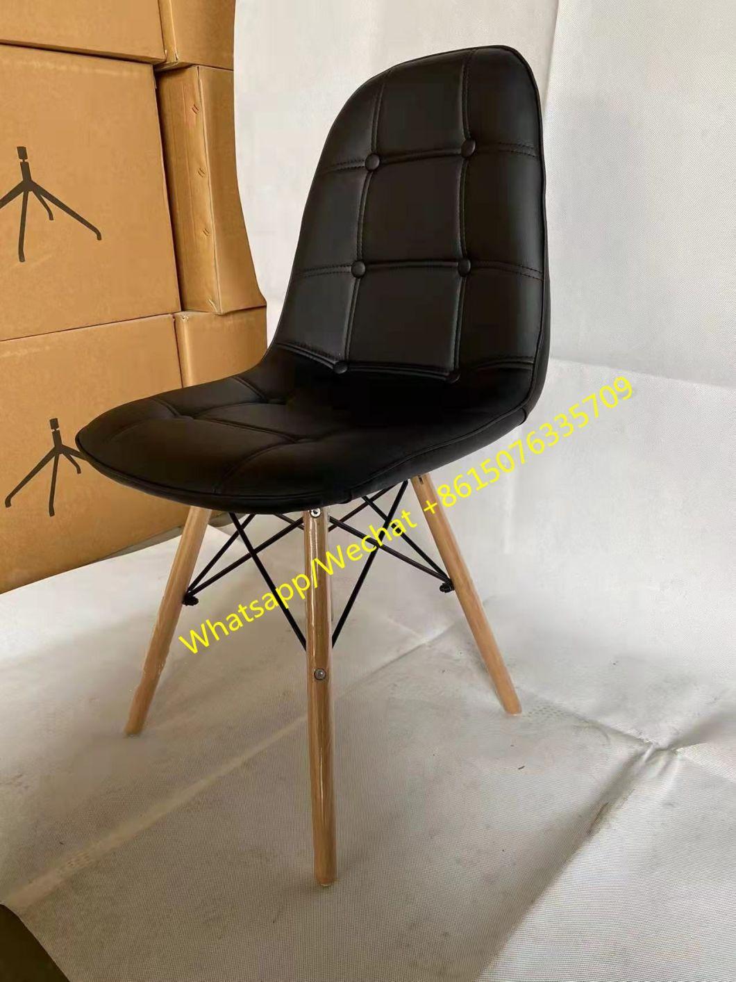 Upholstered PU White Black Nordic Cheap Indoor Home Furniture Wooden Room Modern Restaurant Leather Dining Chair